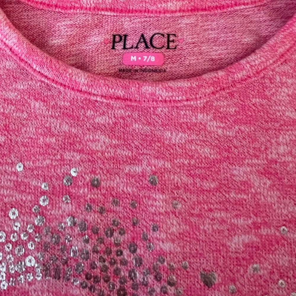 The Children's Place Pink Long Sleeve Heart Tee - Size: Medium 7 - 8